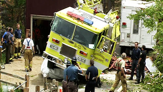 Fire Truck Rolls Down Hill, Flattens 1969 Firebird Race Car